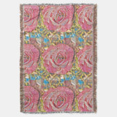 美しいピンクの夏のバラ絵画の花 スローブランケット (正面縦)