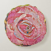 美しいピンクの夏のバラ絵画の花 ラウンドクッション (裏面)