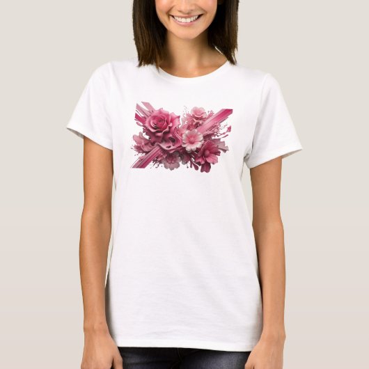 美しいピンクの抽象芸術デザイン Tシャツ (正面)