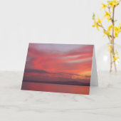 美しいピンクの日の出 カード (黄色い花)