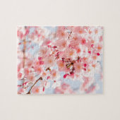 美しいピンクの日本のな桜の桜 ジグソーパズル (横)