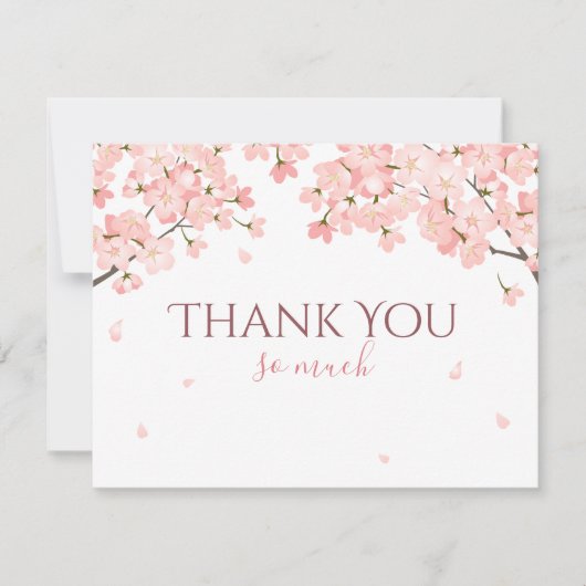 美しいピンクの春のサクラ 日本の桜の花 サンキューカード (正面)