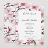 美しいピンクの桜の花のブライズシャワー 招待状 (正面/裏面)