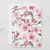 美しいピンクの桜の花のブライズシャワー 招待状 (裏面)