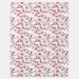 美しいピンクの桜の花 フリースブランケット