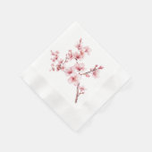 美しいピンクの桜の花 縁ありカクテルナプキン (角)