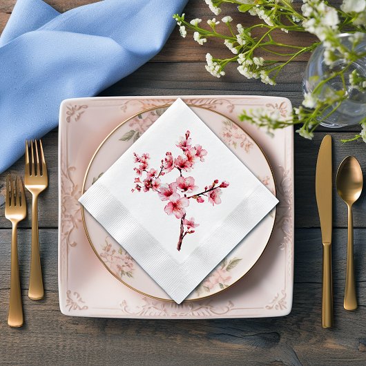 美しいピンクの桜の花 縁ありカクテルナプキン