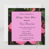 美しいピンクの椿の花 全体パーティー 招待状 (裏面)