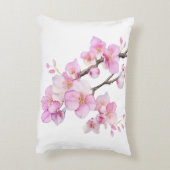 美しいピンクの水の色のさくらんぼ花叔母 アクセントクッション (裏面(縦))