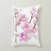 美しいピンクの水の色のさくらんぼ花叔母 アクセントクッション (正面(垂直))