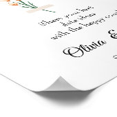 美しいピンクの水の色のワイルドフラワー結婚の日付の瓶 ポスター (角)