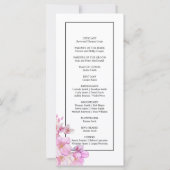 美しいピンクの水の色の花結婚式プログラム (裏面)
