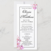 美しいピンクの水の色の花結婚式プログラム (正面)