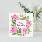 美しいピンクの水彩バラの母の日 シーズンカード (スタンド正面)