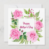 美しいピンクの水彩バラの母の日 シーズンカード (正面)
