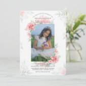 美しいピンクの水彩写真招待状 招待状 (スタンド正面)