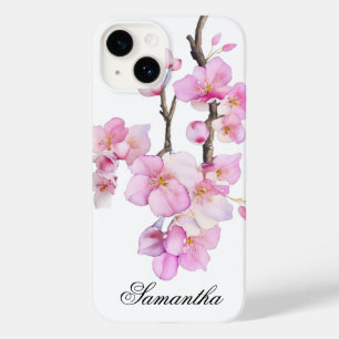 美しいピンクの水彩桜のスクリプト Case-Mate iPhone 14ケース