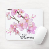 美しいピンクの水彩桜の花のスクリプト マウスパッド (マウス)