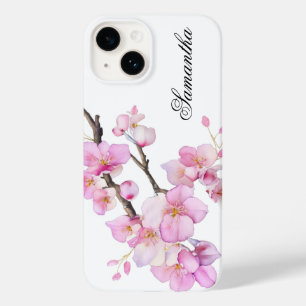 美しいピンクの水彩桜の花のスクリプト Case-Mate iPhone 14ケース
