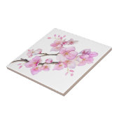 美しいピンクの水彩桜の花 タイル (側面)