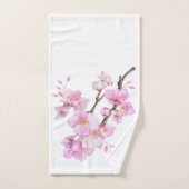 美しいピンクの水彩桜の花 バスタオルセット (ハンドタオル)