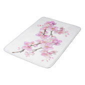 美しいピンクの水彩桜の花 バスマット (アングル)