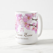 美しいピンクの水彩桜 ナナ コーヒーマグカップ (正面右)
