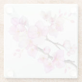 美しいピンクの水彩画の桜の花 ガラスコースター (裏面)