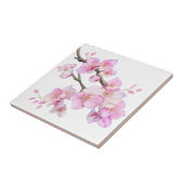 美しいピンクの水彩画の桜の花 タイル (側面)