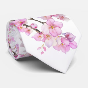 美しいピンクの水彩画の桜の花 ネクタイ