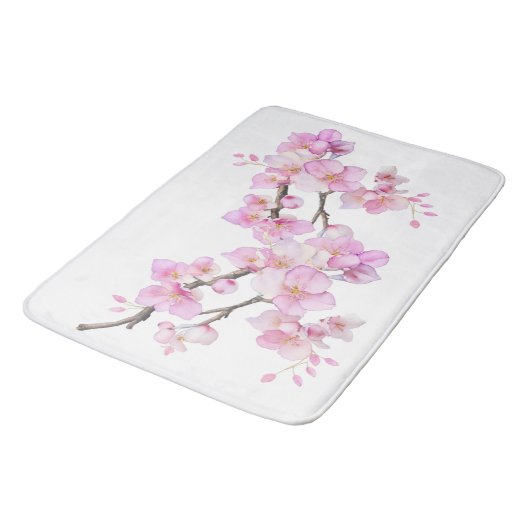 美しいピンクの水彩画の桜の花 バスマット (アングル)