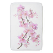 美しいピンクの水彩画の桜の花 バスマット (正面縦)