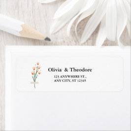 美しいピンクの水彩野花結婚のラベル ラベル