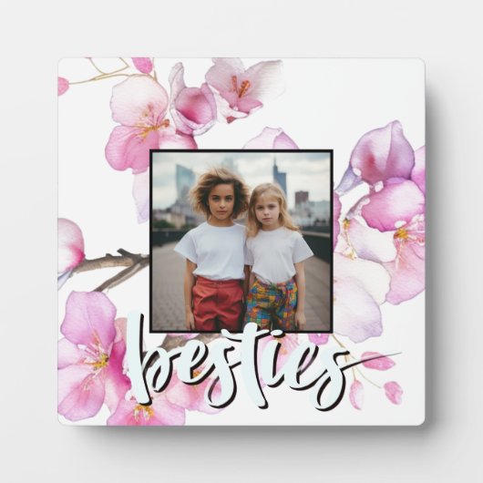 美しいピンクの水色のさくらんぼ写真 フォトプラーク (正面)