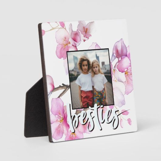 美しいピンクの水色のさくらんぼ写真 フォトプラーク (正面)