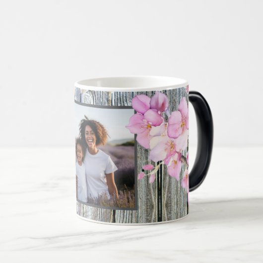 美しいピンクの水色のさくらんぼ写真 モーフィングマグカップ (正面右)