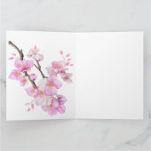 美しいピンクの水色のさくらんぼ桜の花 カード (内部)
