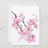 美しいピンクの水色のさくらんぼ結婚の花 招待状 (裏面)