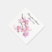 美しいピンクの水色のさくらんぼ花脚本 スタンダードカクテルナプキン (角)