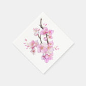 美しいピンクの水色のさくらんぼ スタンダードカクテルナプキン (角)