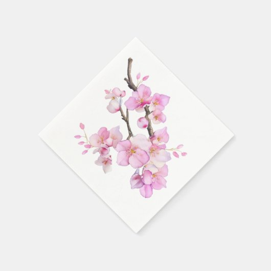 美しいピンクの水色のさくらんぼ スタンダードカクテルナプキン (角)