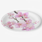美しいピンクの水色のさくらんぼ ペーパープレート (アングル)