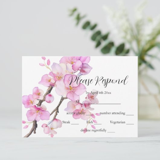 美しいピンクの水色のさくらんぼ 出欠カード (スタンド正面)