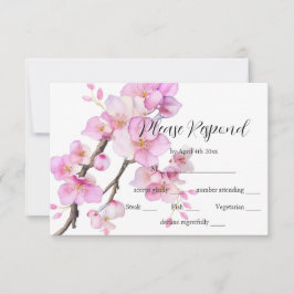 美しいピンクの水色のさくらんぼ 出欠カード