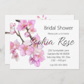 美しいピンクの水色のさくらんぼ 招待状 (正面/裏面)