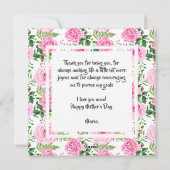 美しいピンクの水色のバラフォトマザーズデイ シーズンカード (裏面)