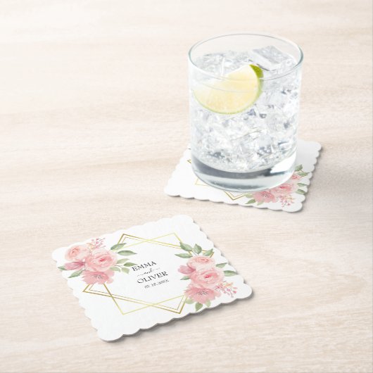 美しいピンクの水色のバラ ペーパーコースター (インサイチュ)