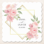 美しいピンクの水色のバラ ペーパーコースター (正面)