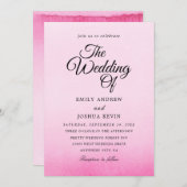 美しいピンクの水色の結婚式招待状 招待状 (正面/裏面)