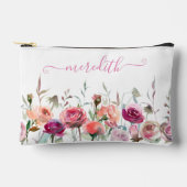 美しいピンクの水色の花の庭の名前 アクセサリーポーチ (正面)